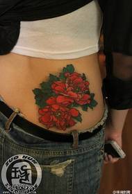 Women's waist color peony tattoo works are shared by the tattoo show 71826-fashion tattoo show: waist goldfish tattoo pattern
