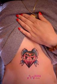 creative side waist red diamond tattoo picture