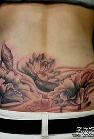 midje vakkert svart grått lotus tatoveringsmønster