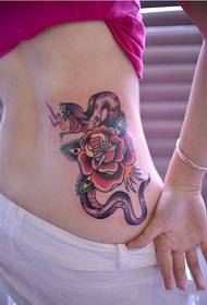 serpento kaj roza talio tatuaje bildo