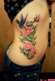Morning Glory and Bird Fashion Waist Tattoo Obraz
