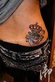 waist colored rose crown tattoo pattern