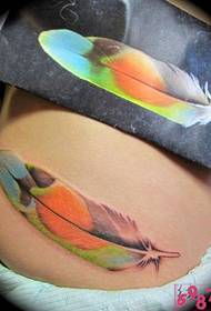 side waist colorful feather tattoo picture