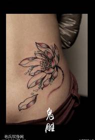 דפוס קעקוע פרח לוטוס בסגנון סיני