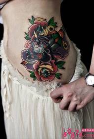 Waist creative eye rose tattoo picture
