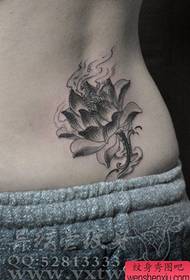 краса талії красиві чорно-сірий татуювання лотоса