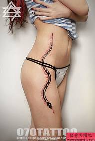 a side waist totem snake letter tattoo pattern
