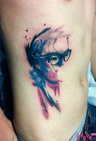 Malikhaing watercolor portrait head na larawan ng tattoo