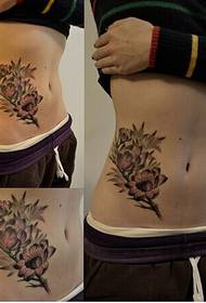 derék gyönyörű gyönyörű lótusz lány tetoválás mintás képet