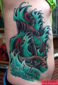 személyes oldalsó derék színű horgony tetoválás tetoválás minta