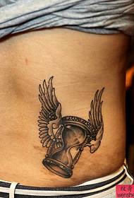 a waist hourglass wing tattoo pattern