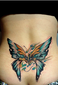 moteriškos juosmens spalvos asmeninis drugelio tatuiruotės modelio paveikslėlis