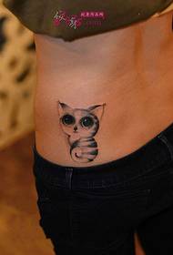 imagen linda del tatuaje de la cintura del lado del gato lindo