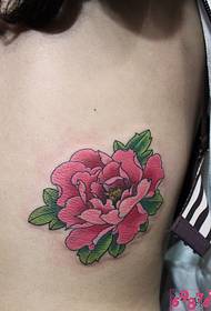 Sexy peony flower waist tattoo picture