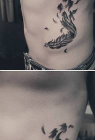 слика бочног струка пера птица тетоважа слика