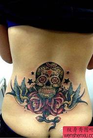 beauty waist beautiful new schoolskull rose tattoo pattern