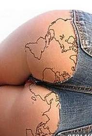 character ass on the map tattoo picture
