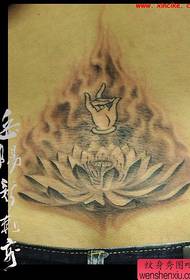 midja klar vacker svart grå lotus tatuering mönster