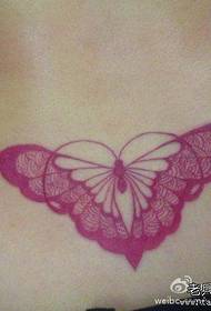 Meiteņu vidukļa skaists un skaists mežģīņu tauriņa tetovējums