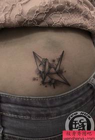 girls waist beautifully popular paper crane tattoo pattern