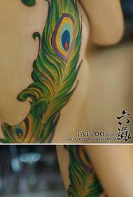 derék páva toll ékszer nő tetoválás minta