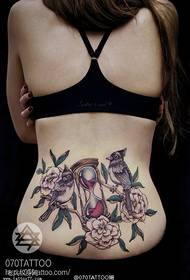 tid timglas blomma Lark tatuering mönster