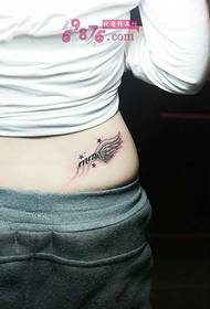 pequeña imagen de tatuaje de cintura lateral de alas de ángel fresco