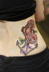 ljepota bočni struk sidro ruža slika tetovaža