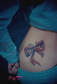 beauty side waist pink bow tattoo picture