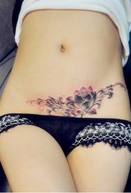 girl waist lotus pattern ຮູບແຕ້ມຮູບ tattoo