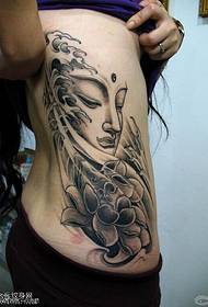 Ko te ahua o te taatai te taunaha he hope ki te hope Buddha mahi lotus tattoo