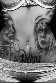 lányok derék gyönyörű személyiség portré tetoválás illusztráció