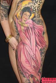 La barra dello spettacolo del tatuaggio ha raccomandato un modello di tatuaggio a forma di signora in vita laterale