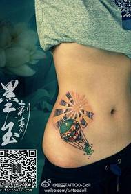 side waist color hot air balloon tattoo pattern