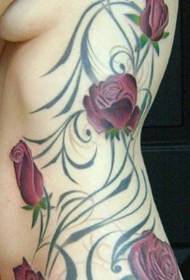super seksualus grožio juosmens vynuogių rožių tatuiruotės paveikslėlis