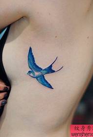 Women's waist blue Feiyan tattoo works