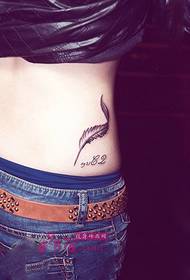 side waist small fresh feather fashion tattoo picture