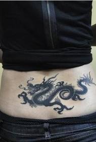 Oriental sexy big sister big waist black dragon tattoo pattern image