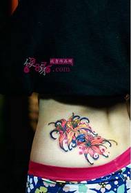 A beautiful shore flower side waist tattoo picture