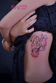 sexy pretty waist English flower fashion tattoo picture