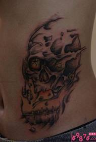 Foto okike nke Europe na America skull Waist Tattoo