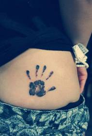 cute palm print side waist tattoo picture