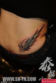 Maglia di tatuatu di ali di cintura laterale à culle di donna
