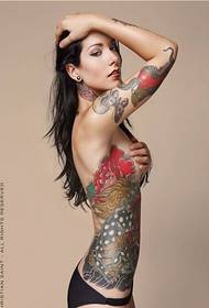 female waist personality color tattoo pattern picture