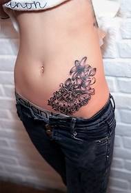 pinggang ramping kepribadian gambar tato bunga abu-abu hitam
