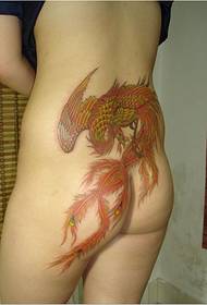 Tatuagem Phoenix na bunda feminina 70719 - fora da lama sem tingir a imagem de tatuagem de cintura feminina de lótus vermelho