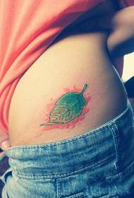 kreativa gröna blad midja tatuering bild