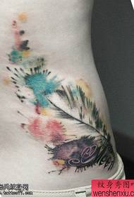 side taille kleur splash styl feather tatoeage ôfbylding