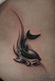 美麗腰部可愛的小海豚紋身圖案71855-美麗腰部美麗的彩色海豚紋身圖案