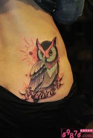 waist creative owl English tattoo image